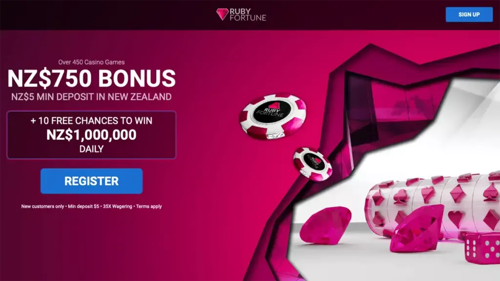 Ruby Fortune NZ$5 Min Deposit Bonus