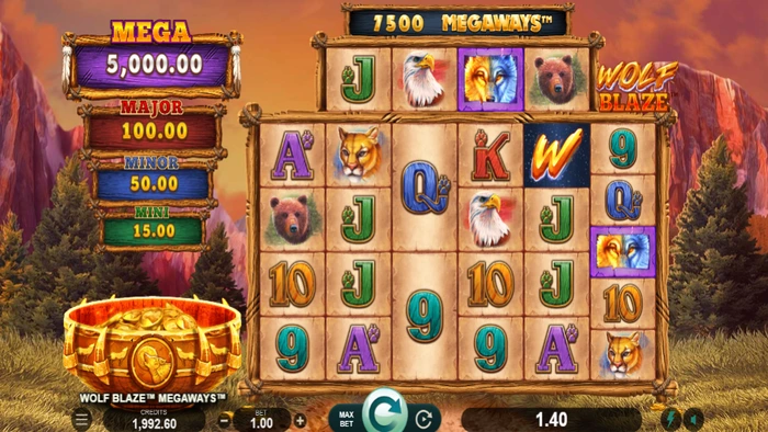 Wolf Blaze Megaways Pokie screenshot 1