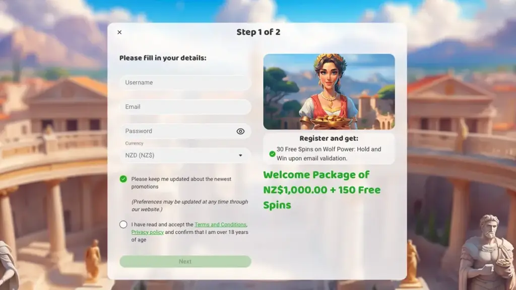 Imperial Wins Casino Sign Up screenshot