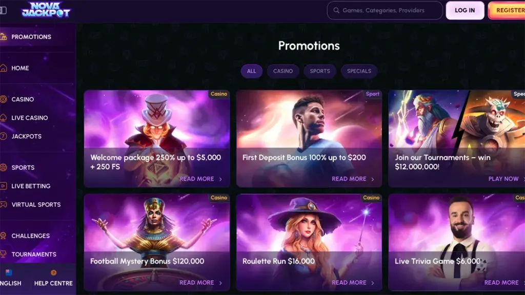Nova Jackpot Casino Promotions