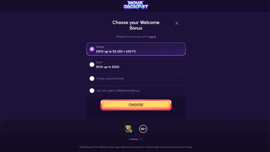 Nova Jackpot Casino Sign Up