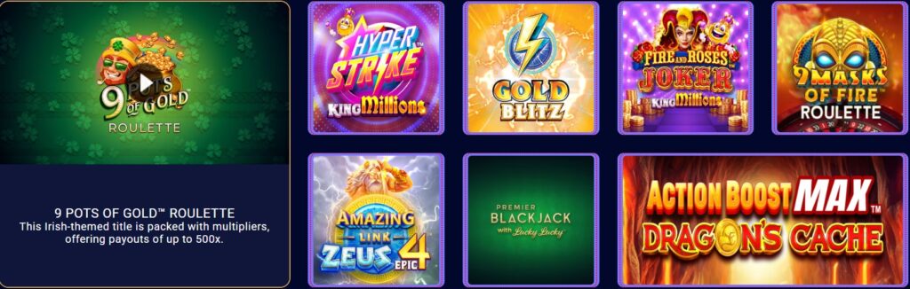 spin palace casino games