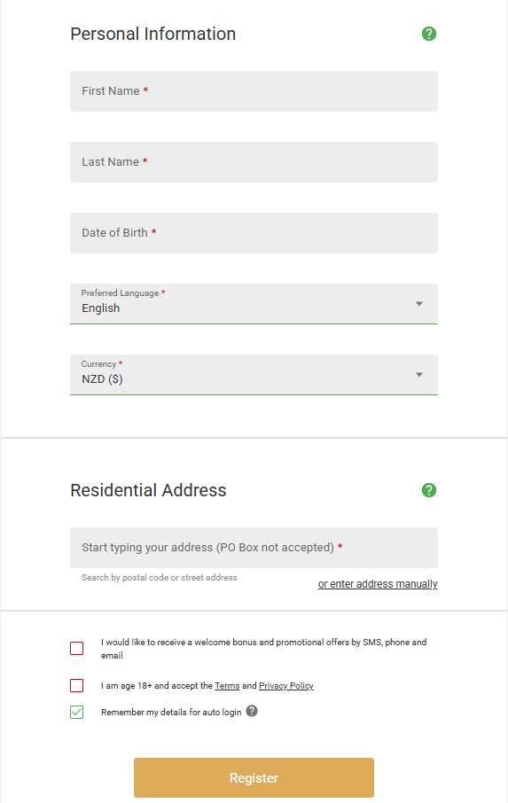 spin palace casino sign up process